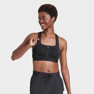 Black Zip-Front Sports Bra